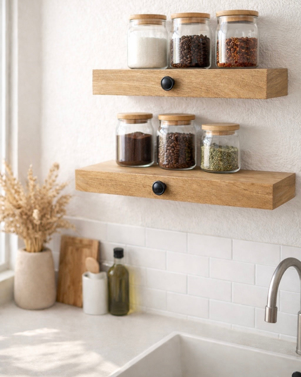 סט מדפי עץ צפים דגם קידר