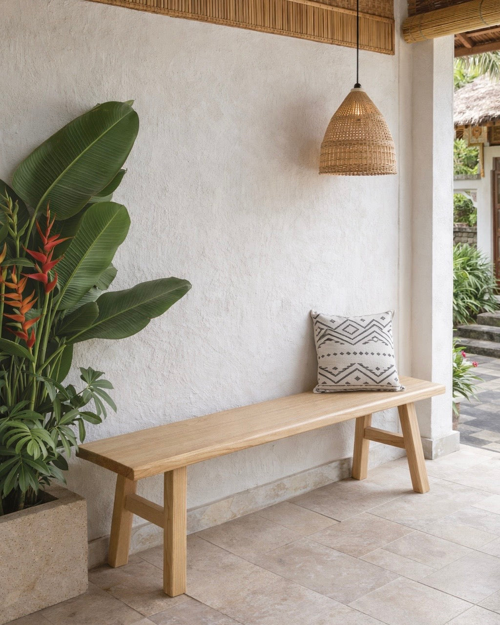 ספסל מעץ אלון ממוחזר דגם דין 200 סמ