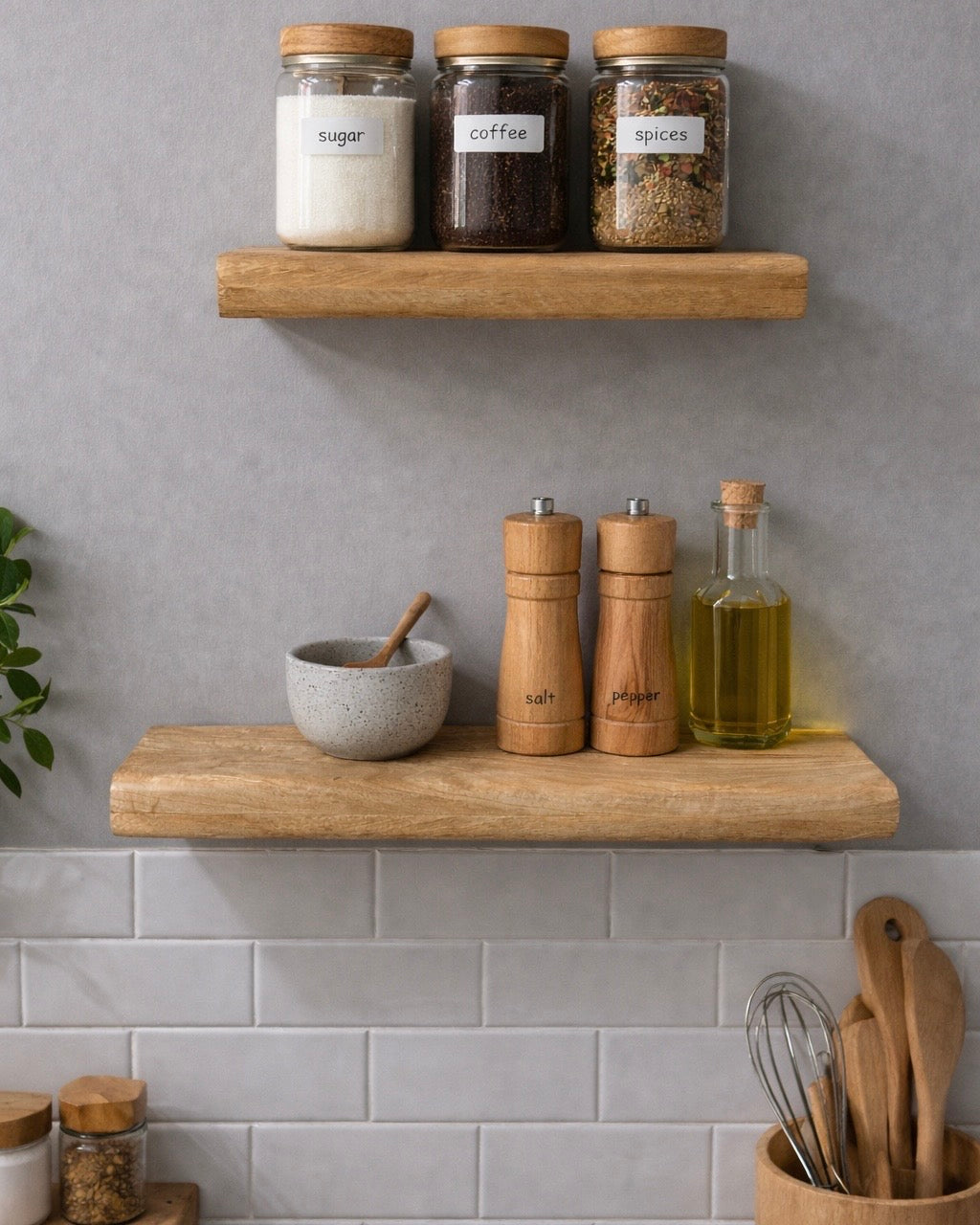 סט מדפי עץ צפים דגם נבו