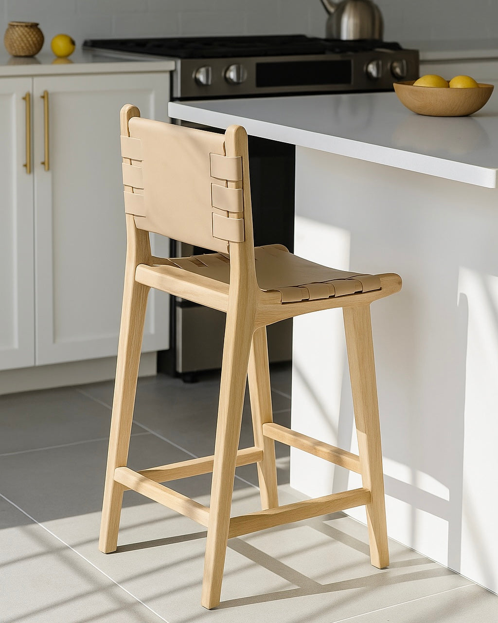 כסא בר דגם לנוקס בגוון טבעי