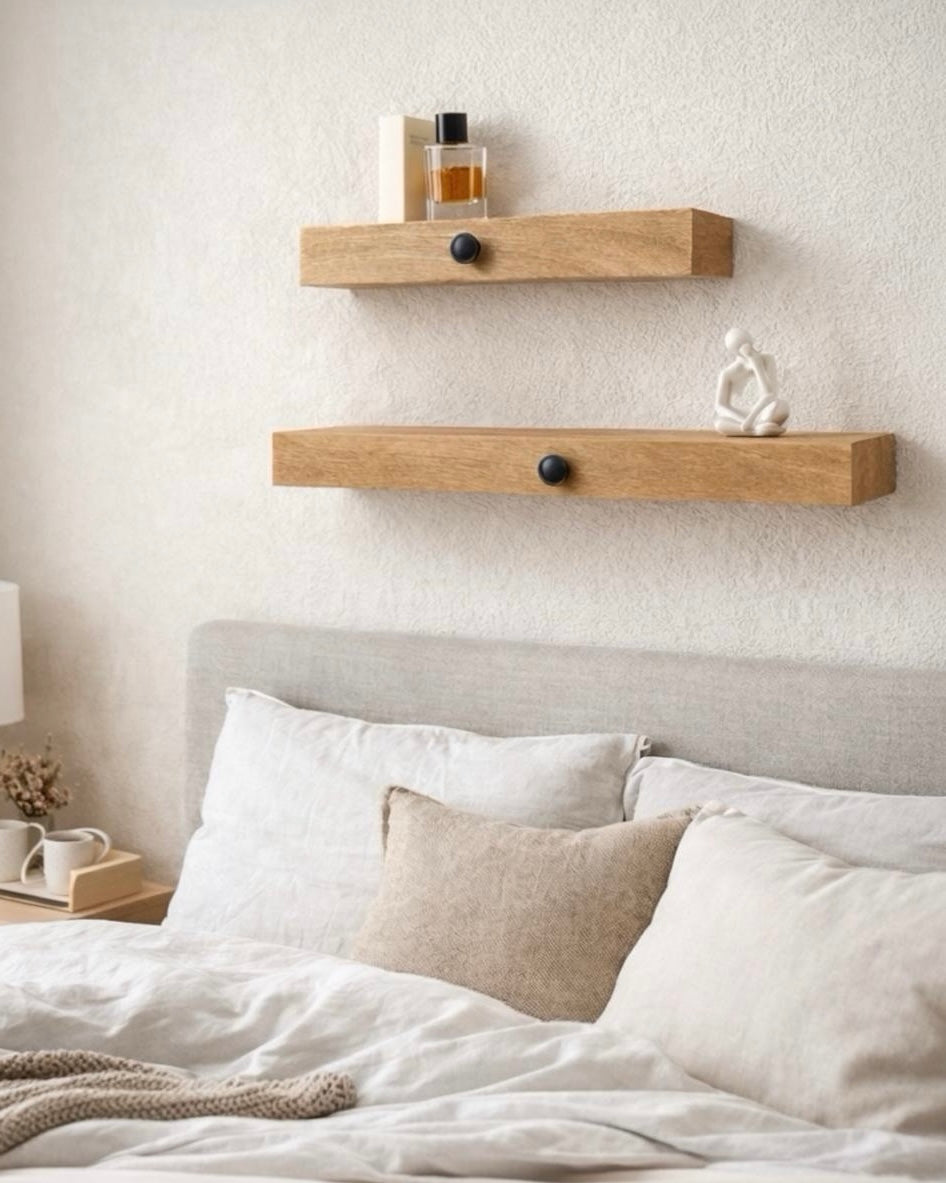 סט מדפי עץ צפים דגם קידר