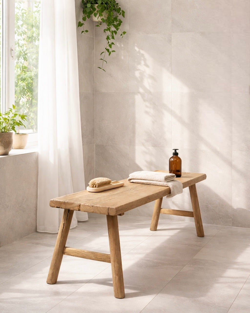 ספסל מעץ אלון ממוחזר דגם דין 150 סמ