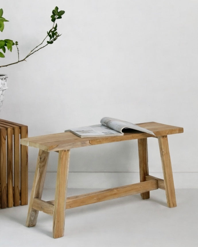 ספסל מעץ טיק דגם חושן 90 ס״מ