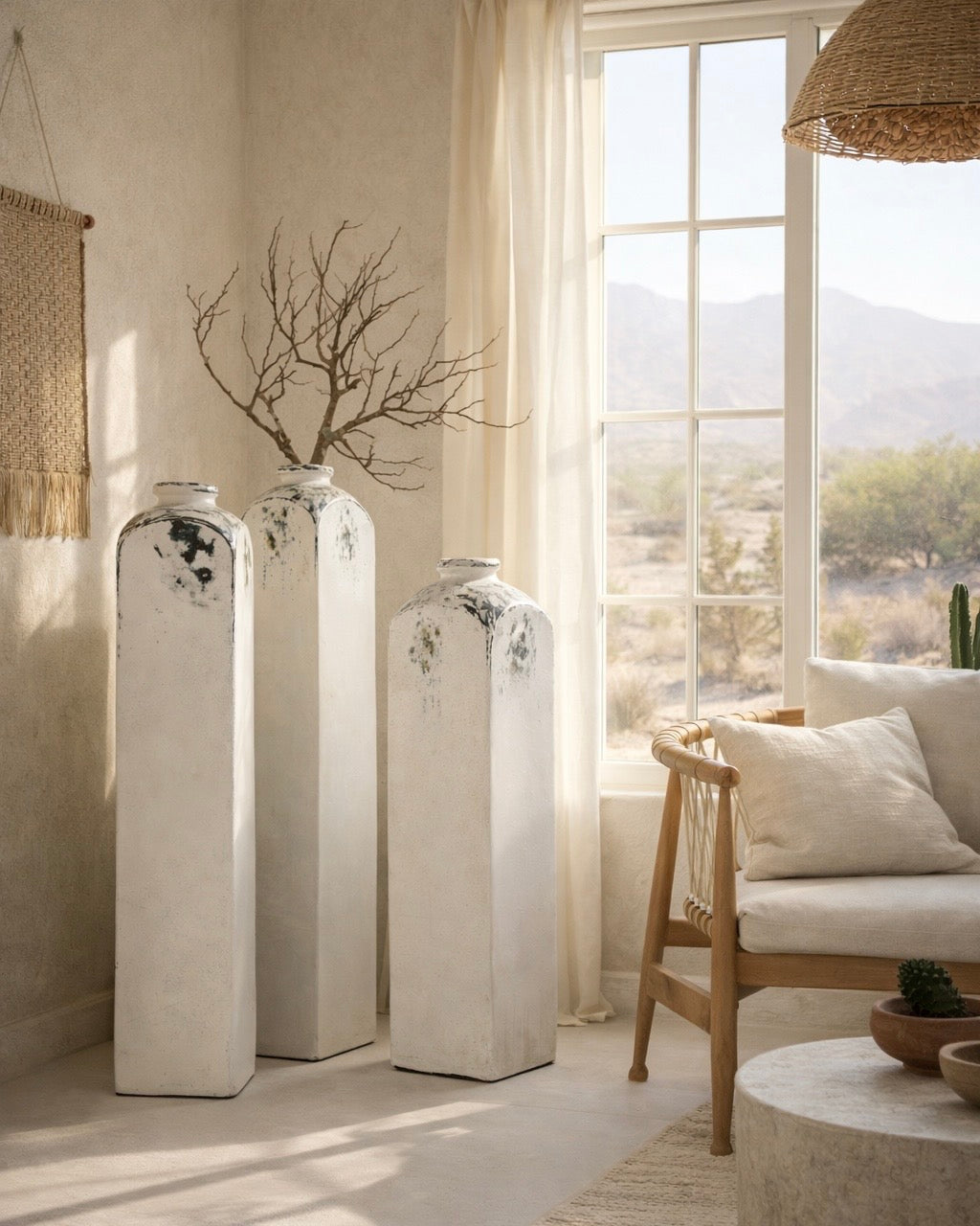 סט 3 כדים דגם ריו בצבע לבן