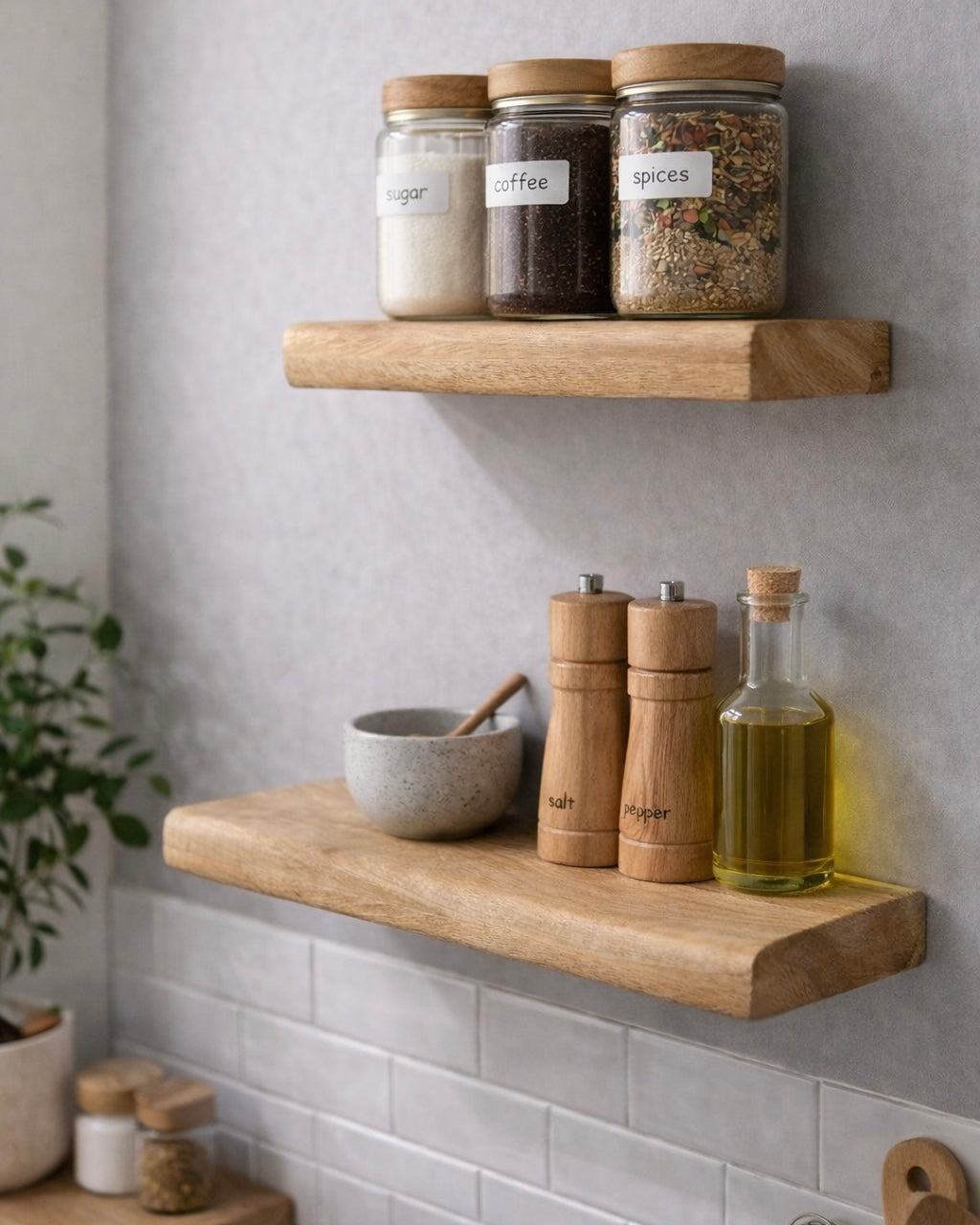 סט מדפי עץ צפים דגם נבו