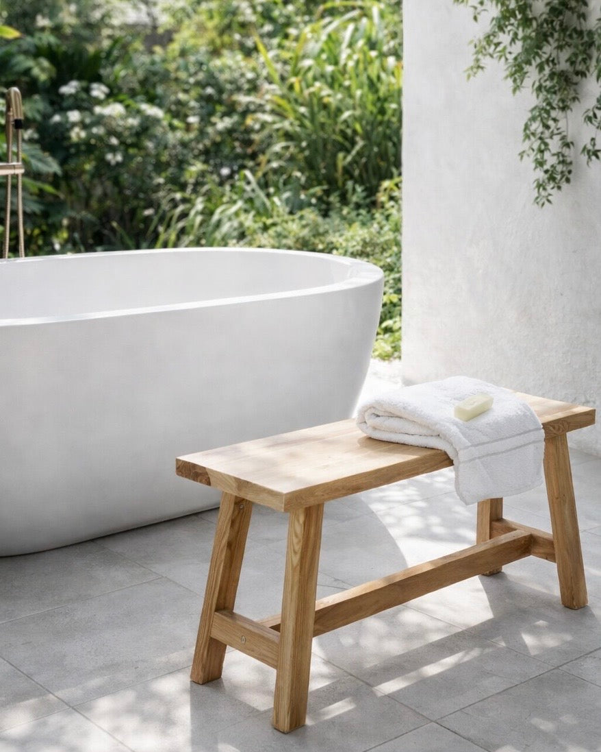 ספסל מעץ טיק דגם חושן 90 ס״מ